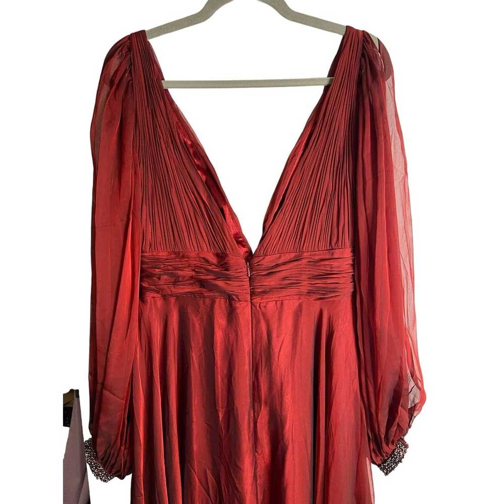 NWOT Mac Duggal Sheer Blouson Sleeve Surplice Gow… - image 10