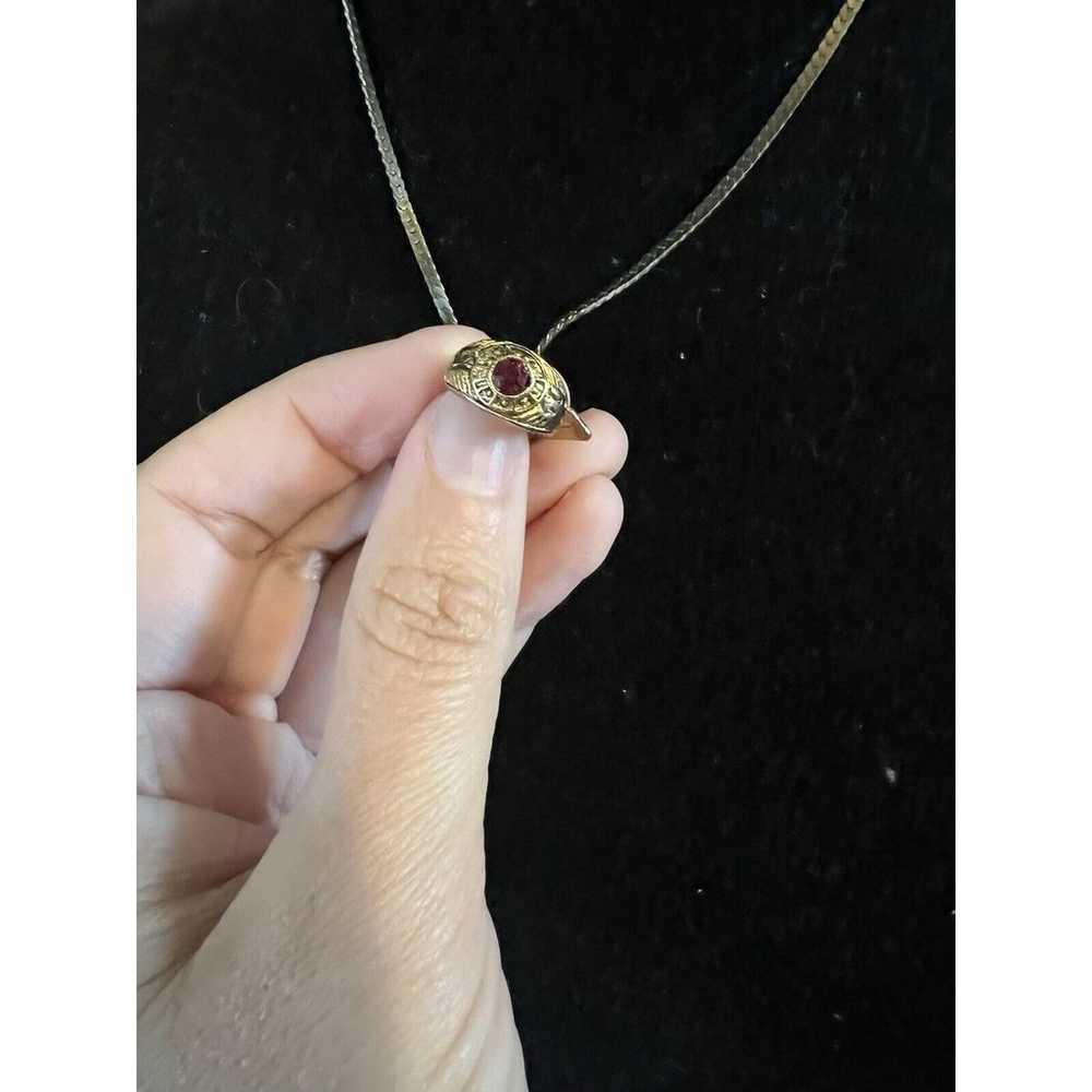 Vintage 1990 Class Ring Necklace And Pendant Gold… - image 2