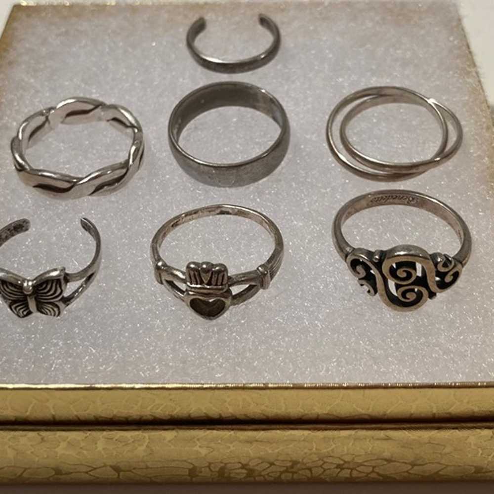 Vintage Lot of 7 Sterling Silver Rings, Assorted … - image 1