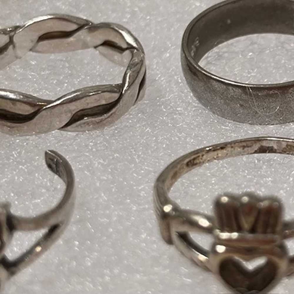 Vintage Lot of 7 Sterling Silver Rings, Assorted … - image 2