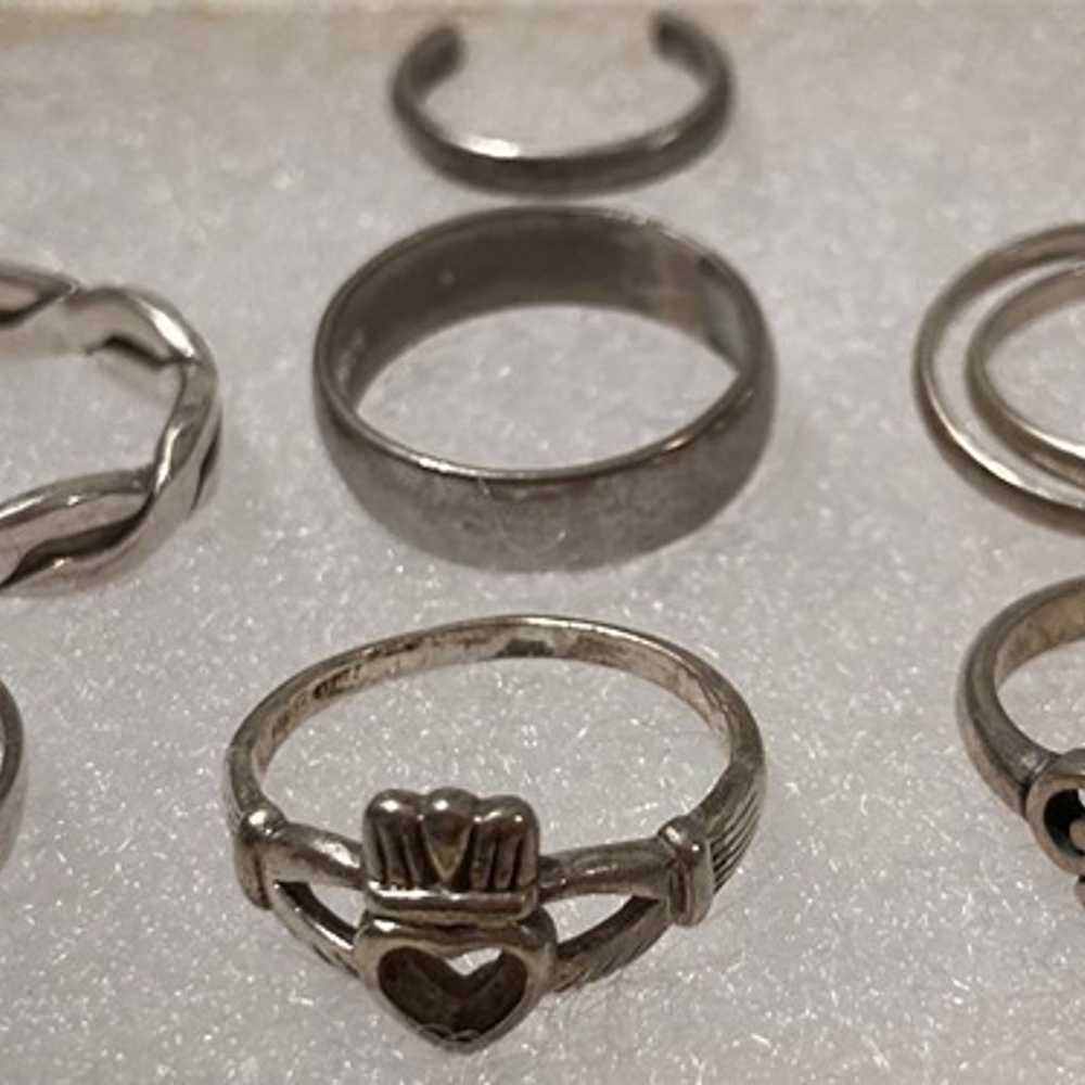 Vintage Lot of 7 Sterling Silver Rings, Assorted … - image 3