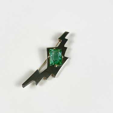 Vintage Taxco Modernist Green Gemstone Abstract Th