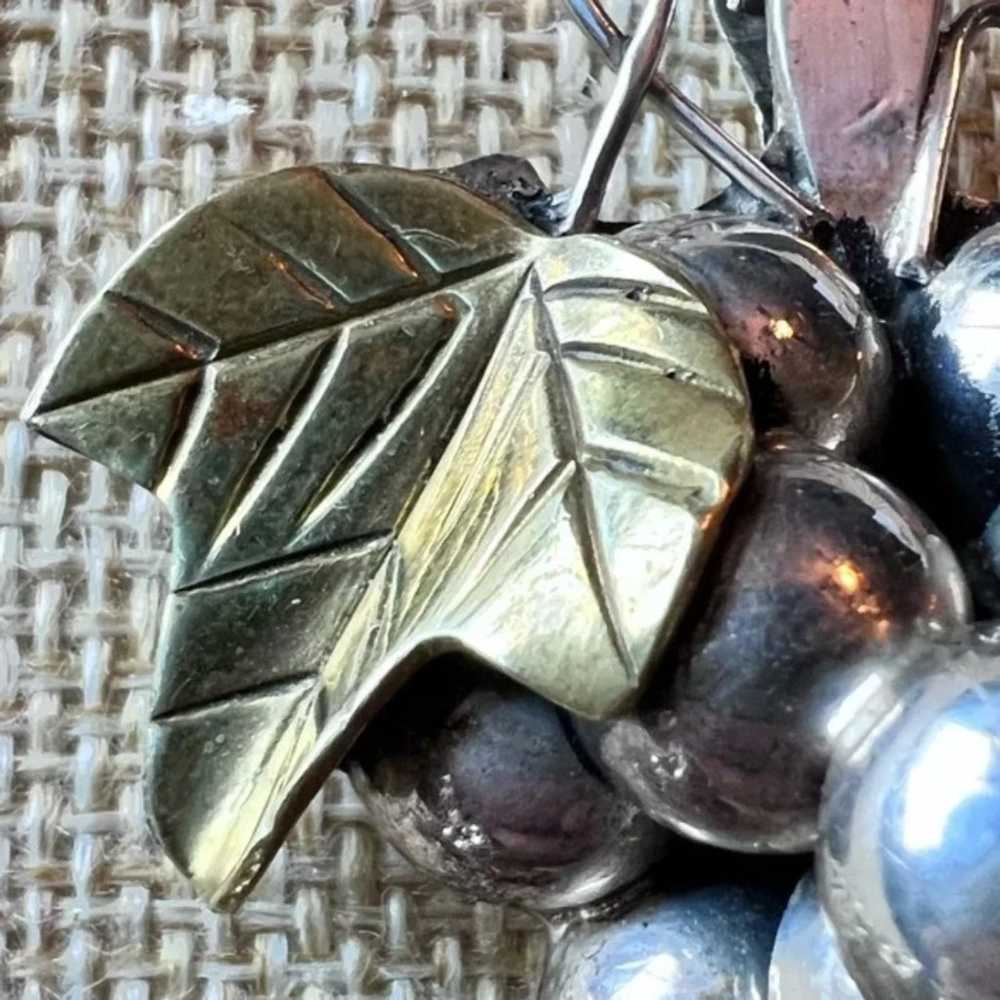 .925 sterling Taxco Mexico Solid Grapes Brooch & … - image 10