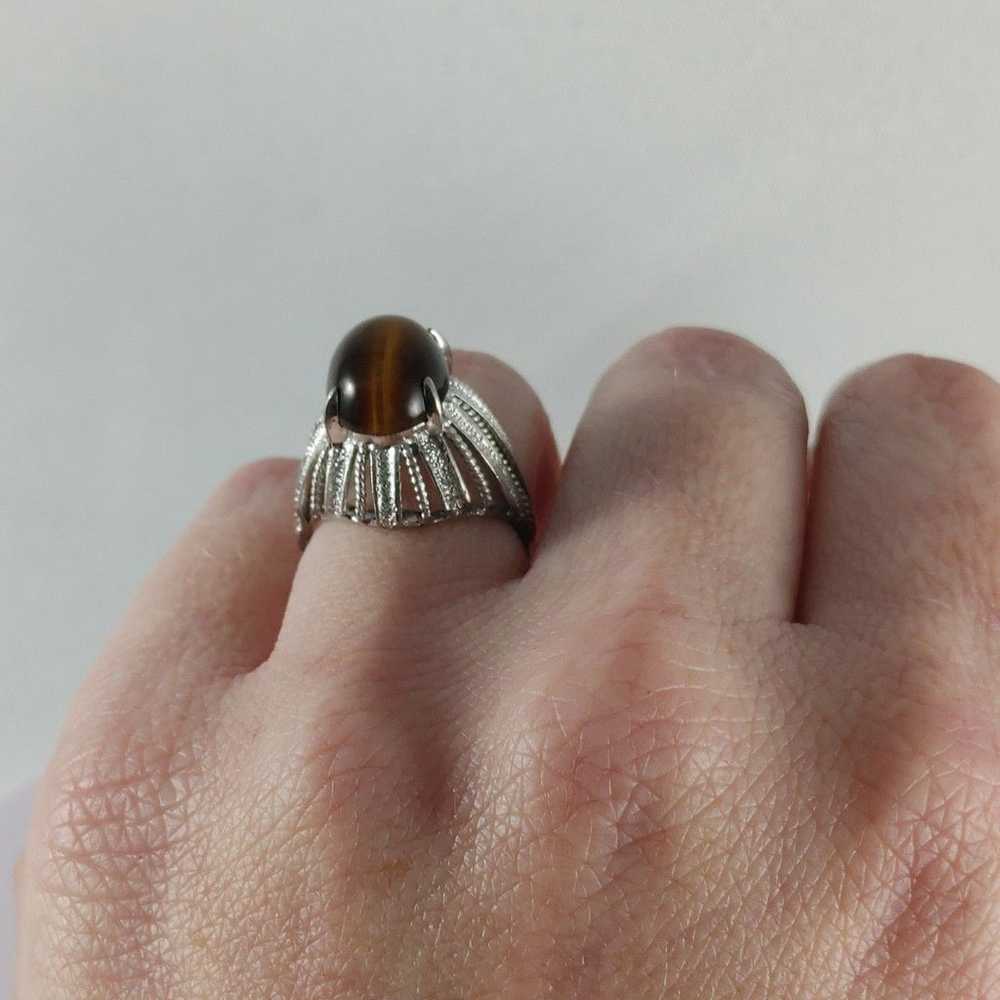 10K WG Vintage Tigers Eye Ring Size 4.5 - image 8