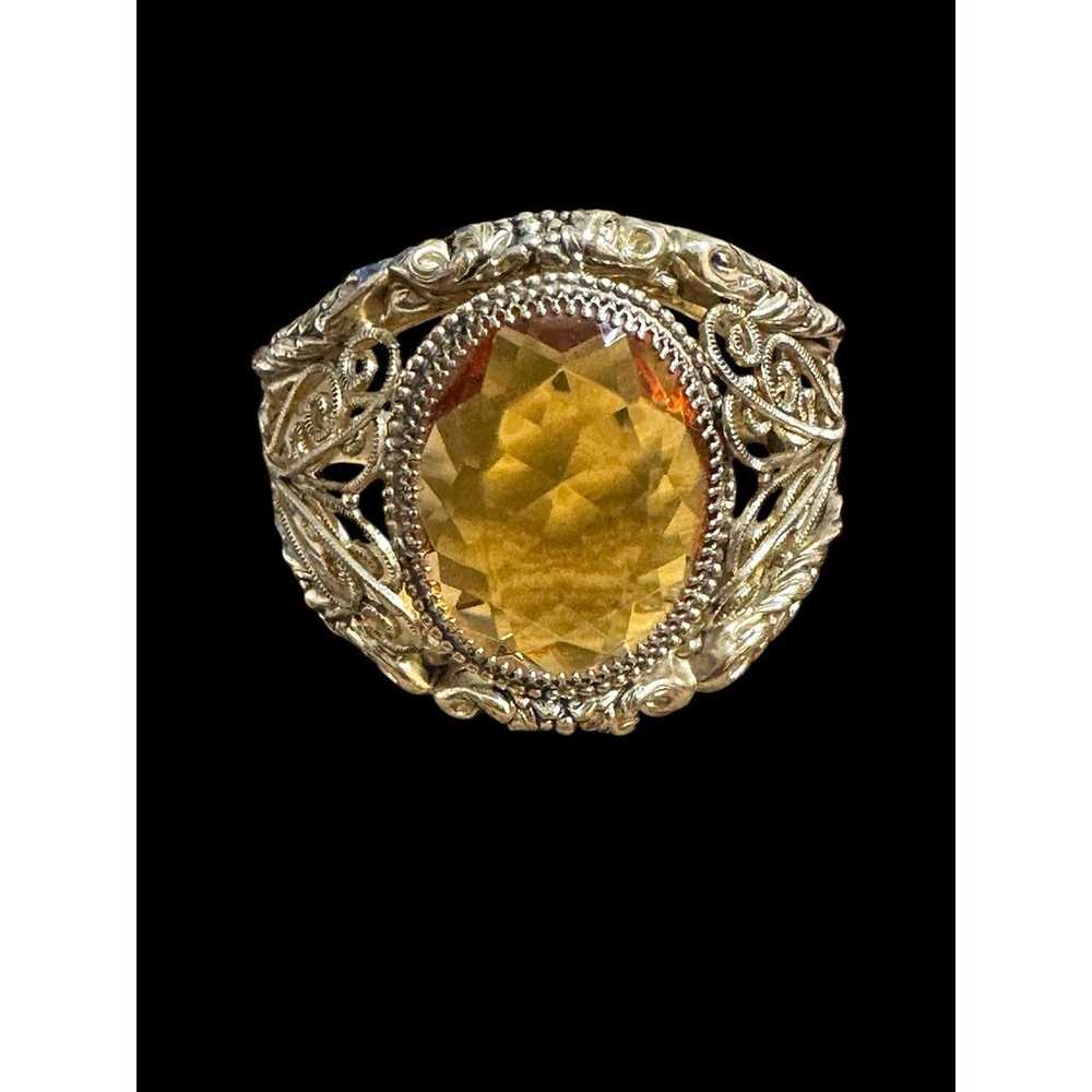 Huge Vintage Whiting & Davis Gold-tone Topaz Vict… - image 1