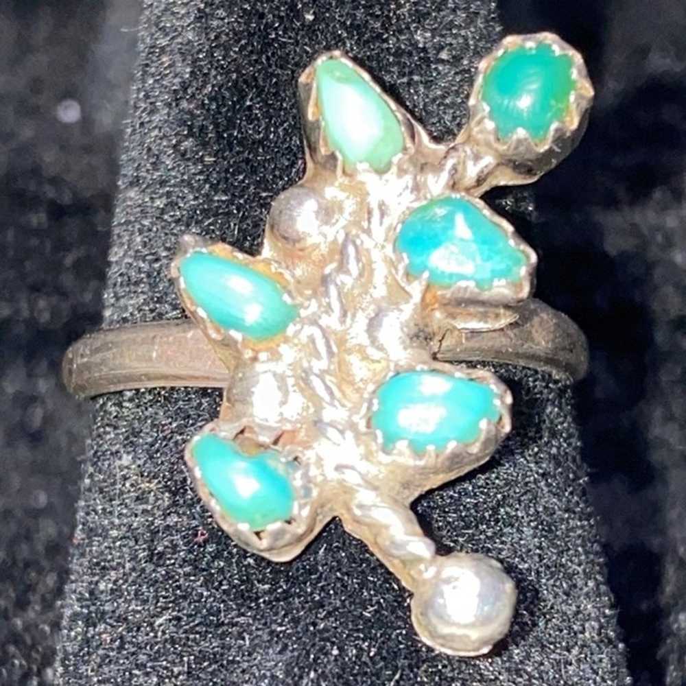 Ring Turquoise Size 5.5 Petit Point Possibly Nati… - image 5