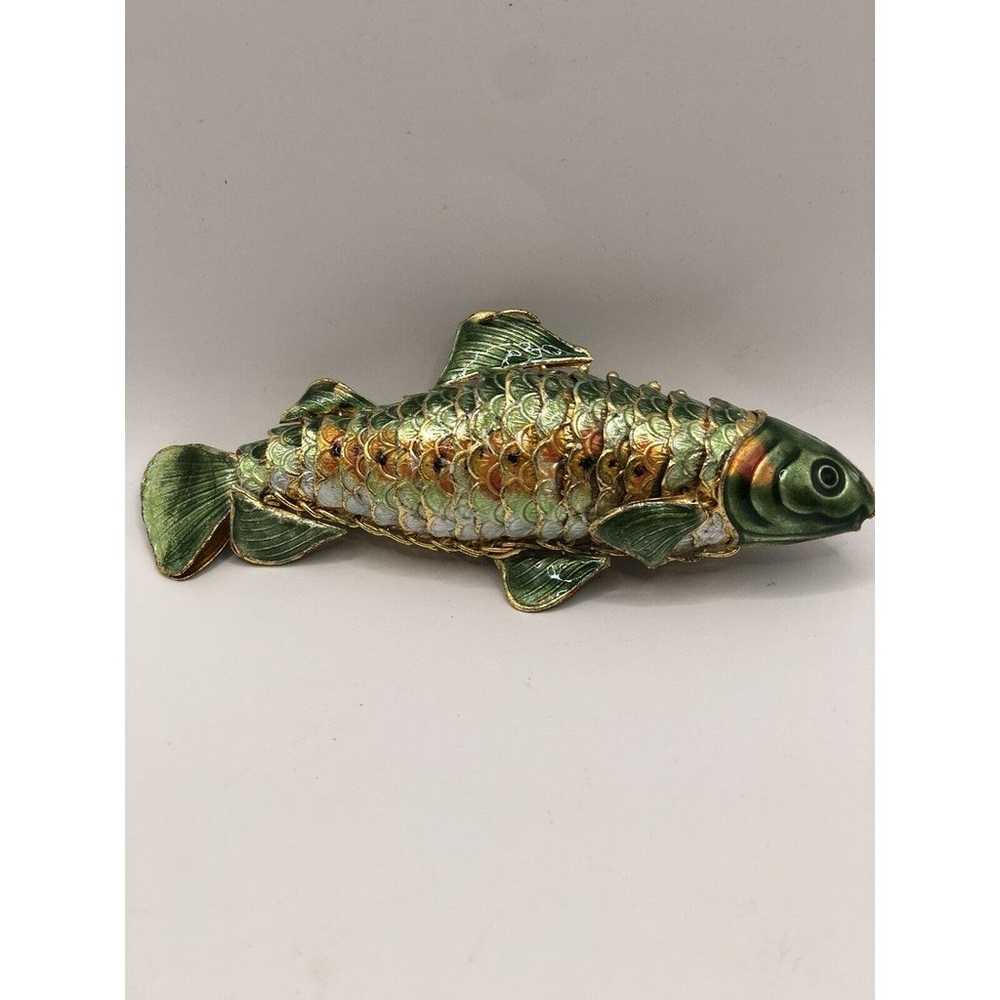 VINTAGE CHINESE ENAMEL SCALE FISH PENDANT BIG 4”A… - image 1