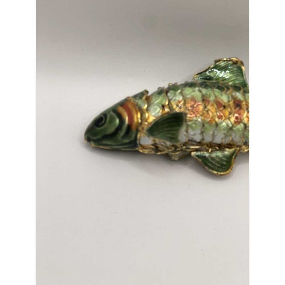 VINTAGE CHINESE ENAMEL SCALE FISH PENDANT BIG 4”A… - image 5