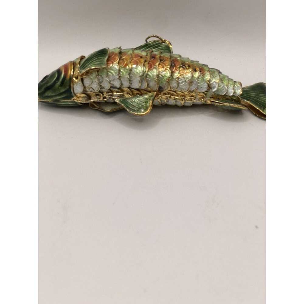 VINTAGE CHINESE ENAMEL SCALE FISH PENDANT BIG 4”A… - image 6