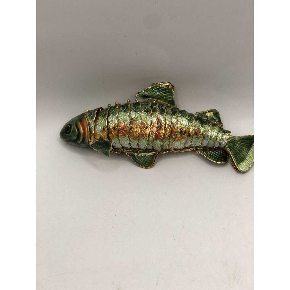 VINTAGE CHINESE ENAMEL SCALE FISH PENDANT BIG 4”A… - image 7