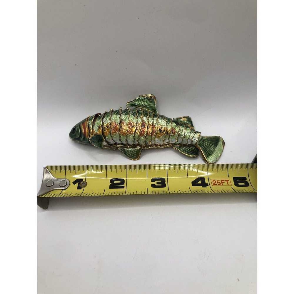 VINTAGE CHINESE ENAMEL SCALE FISH PENDANT BIG 4”A… - image 8