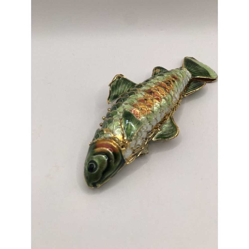 VINTAGE CHINESE ENAMEL SCALE FISH PENDANT BIG 4”A… - image 9