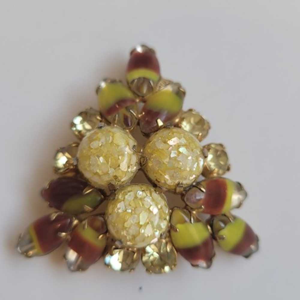 Vintage Brooch Pin Art Deco Acorn Gem Rhinestones… - image 1