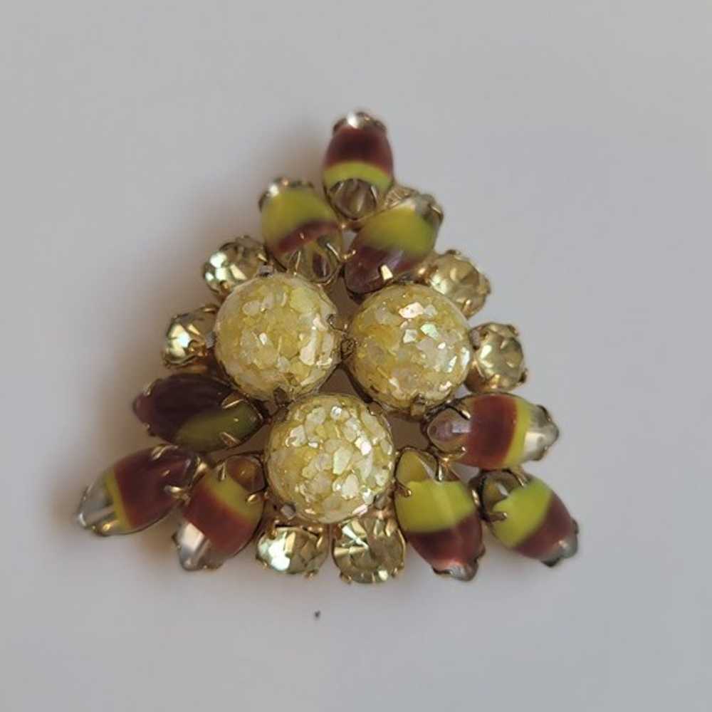 Vintage Brooch Pin Art Deco Acorn Gem Rhinestones… - image 2