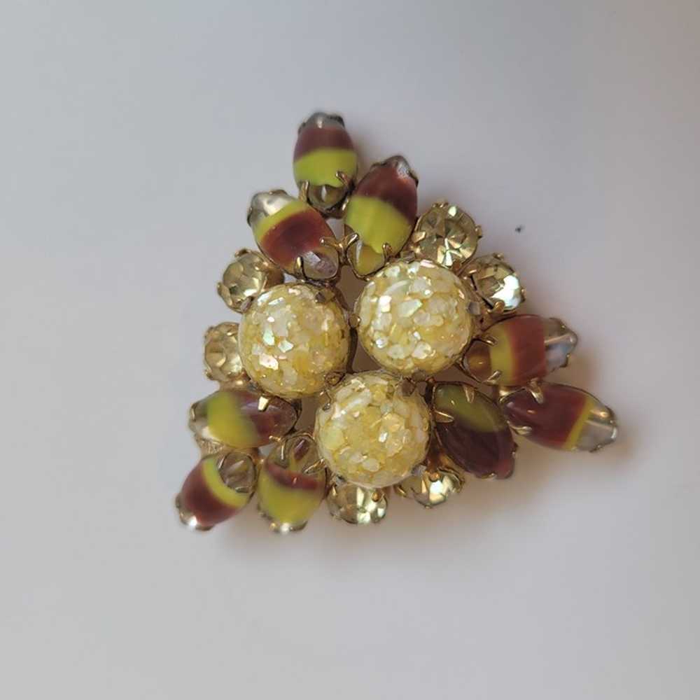 Vintage Brooch Pin Art Deco Acorn Gem Rhinestones… - image 3