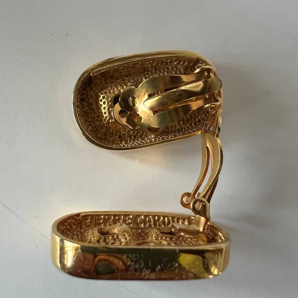 Vintag Pierre Cardin gold clip on earrings - image 5