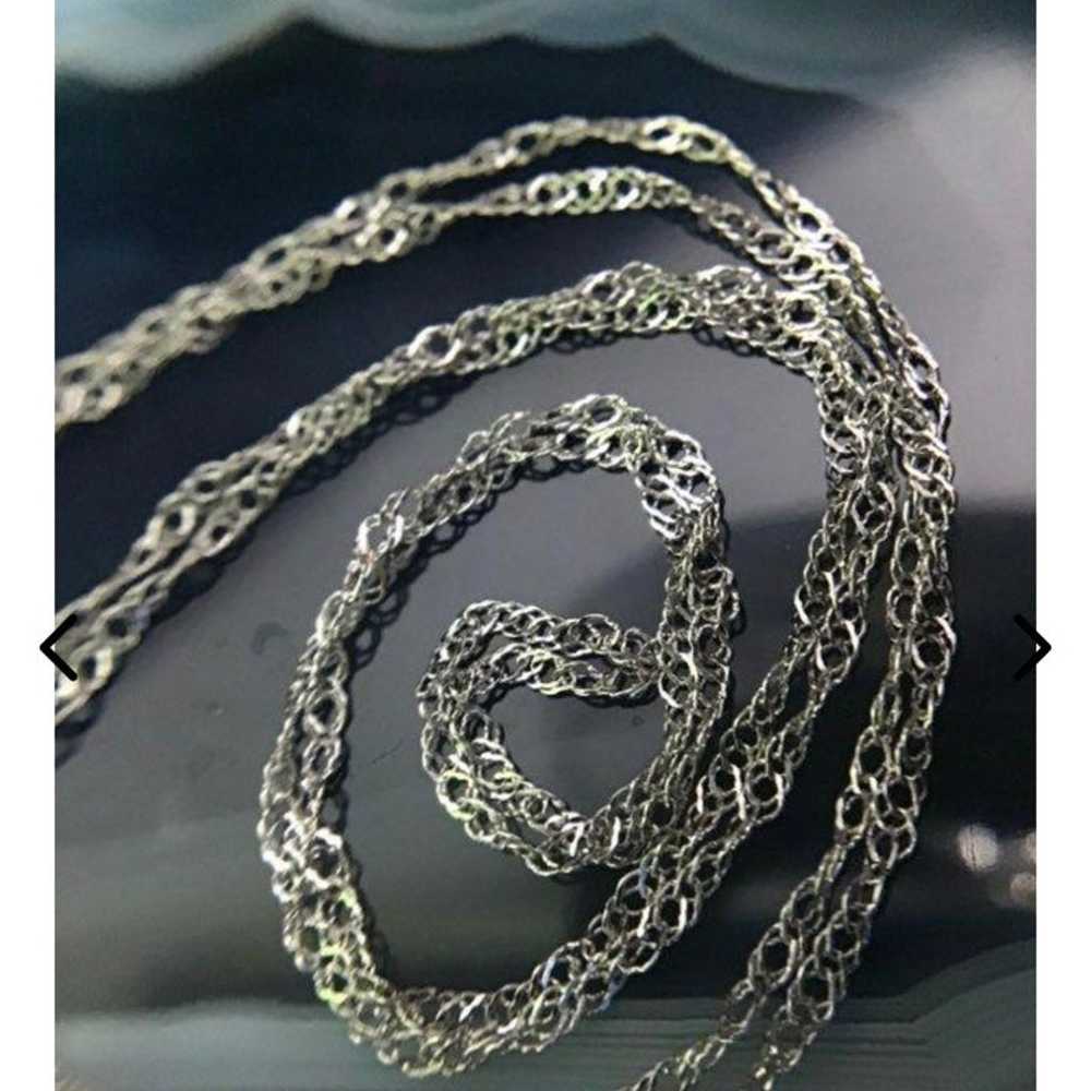 Vintage 10K White Gold, Cable Link Necklace 0.45g… - image 4