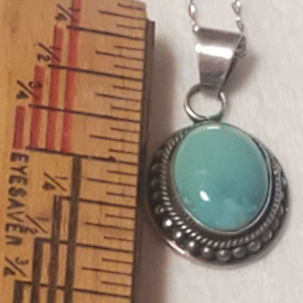 925 larimar cabochon pendant and 24 inch chain - image 1