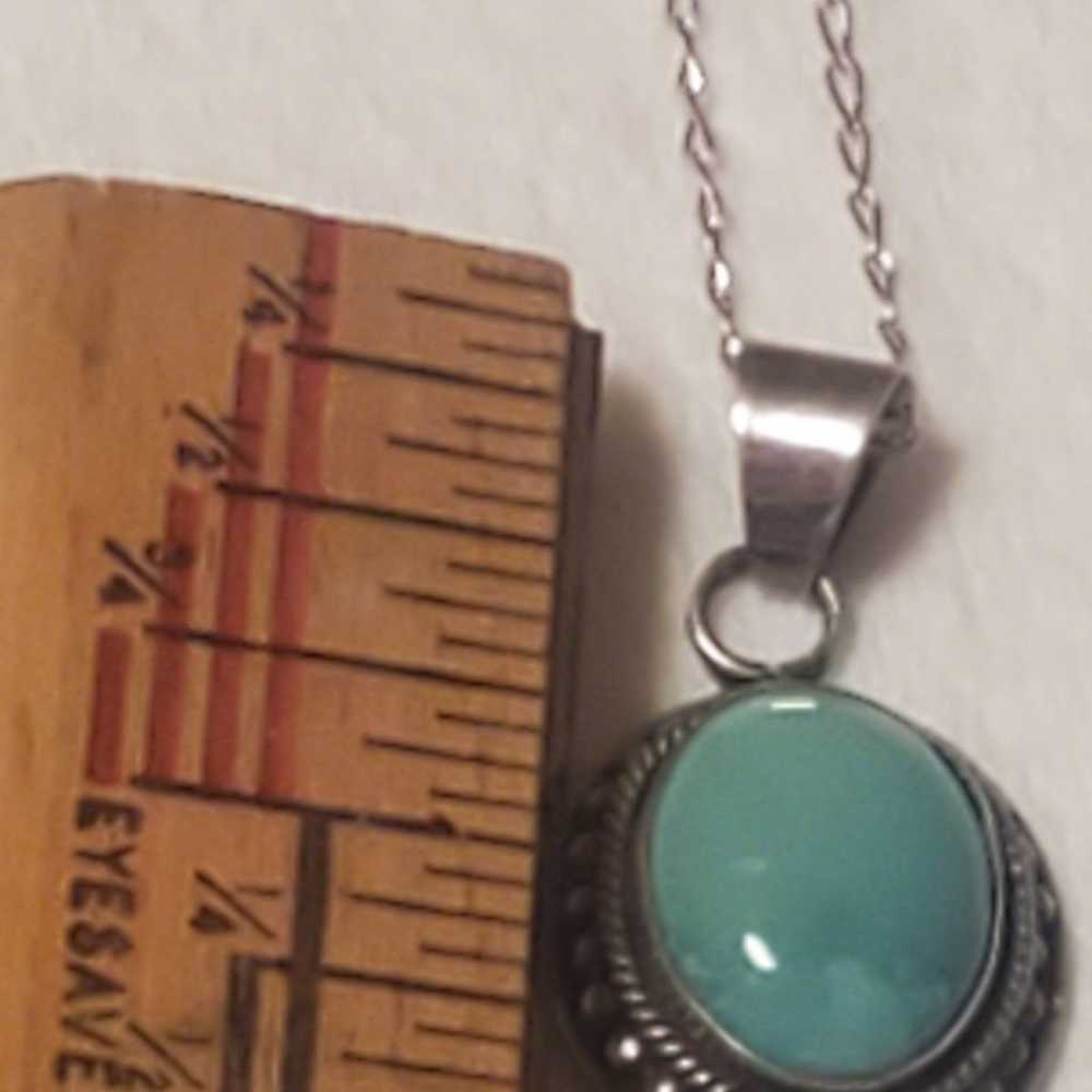 925 larimar cabochon pendant and 24 inch chain - image 2