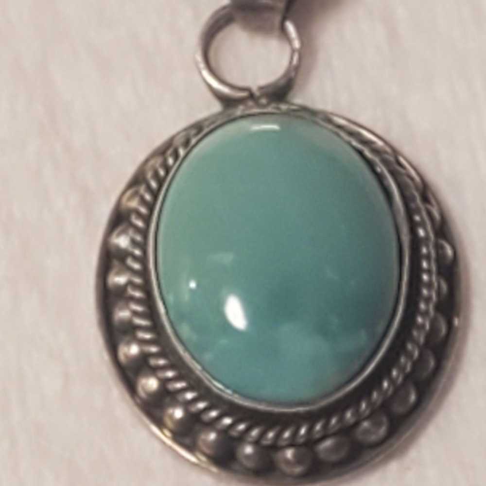 925 larimar cabochon pendant and 24 inch chain - image 3