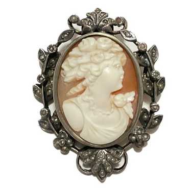 Vintage Antique Shell Cameo in Fine Silver