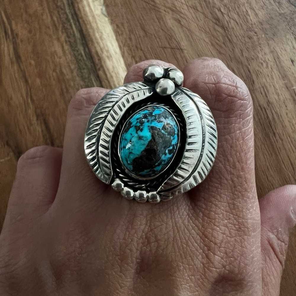 Epic 70’s vintage sterling turquoise ring - image 1