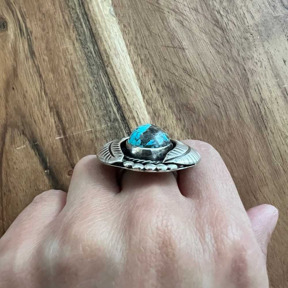 Epic 70’s vintage sterling turquoise ring - image 2