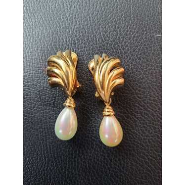 Rare Vintage Signed Christian Dior Gold Tone Pear… - image 1