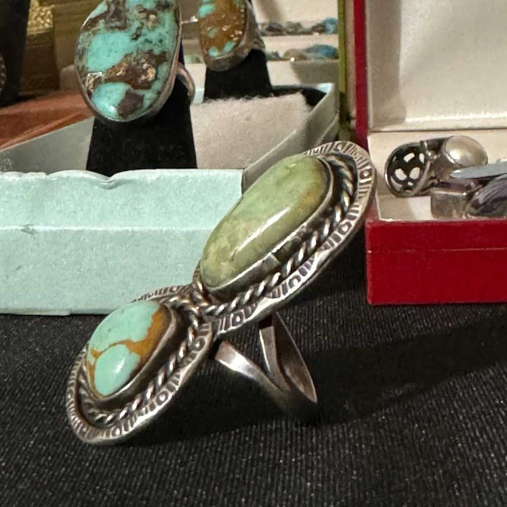 Turquoise Ring Figure 8 Style, Sterling Silver Vi… - image 3