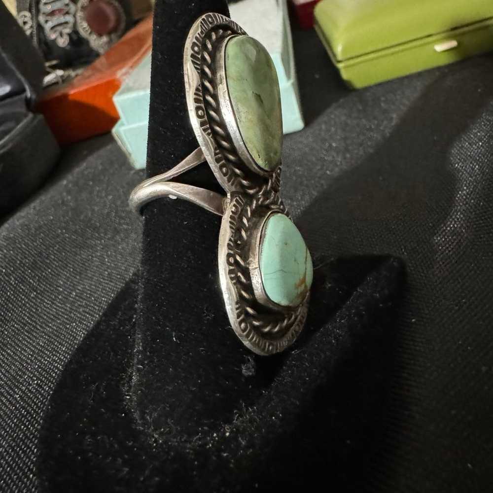 Turquoise Ring Figure 8 Style, Sterling Silver Vi… - image 6