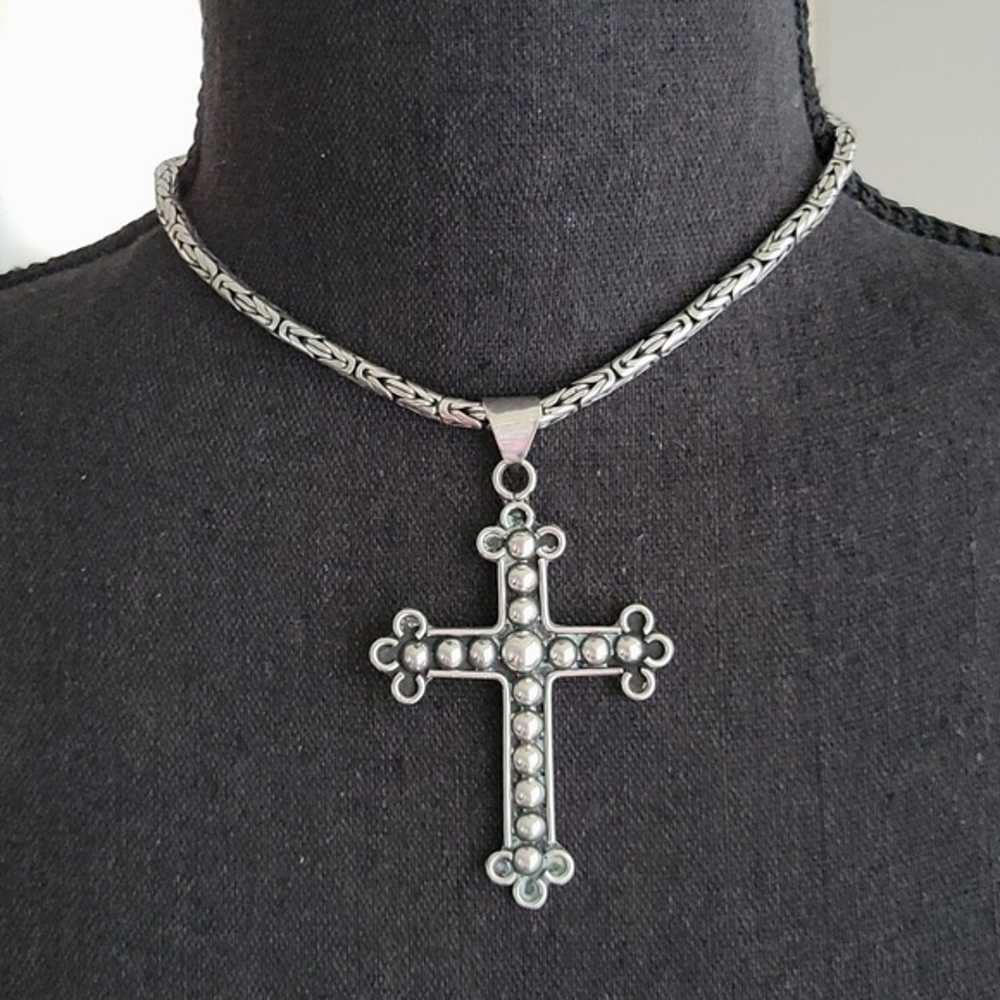 Sterling Silver Cross & Heavyweight Braided Toggl… - image 1