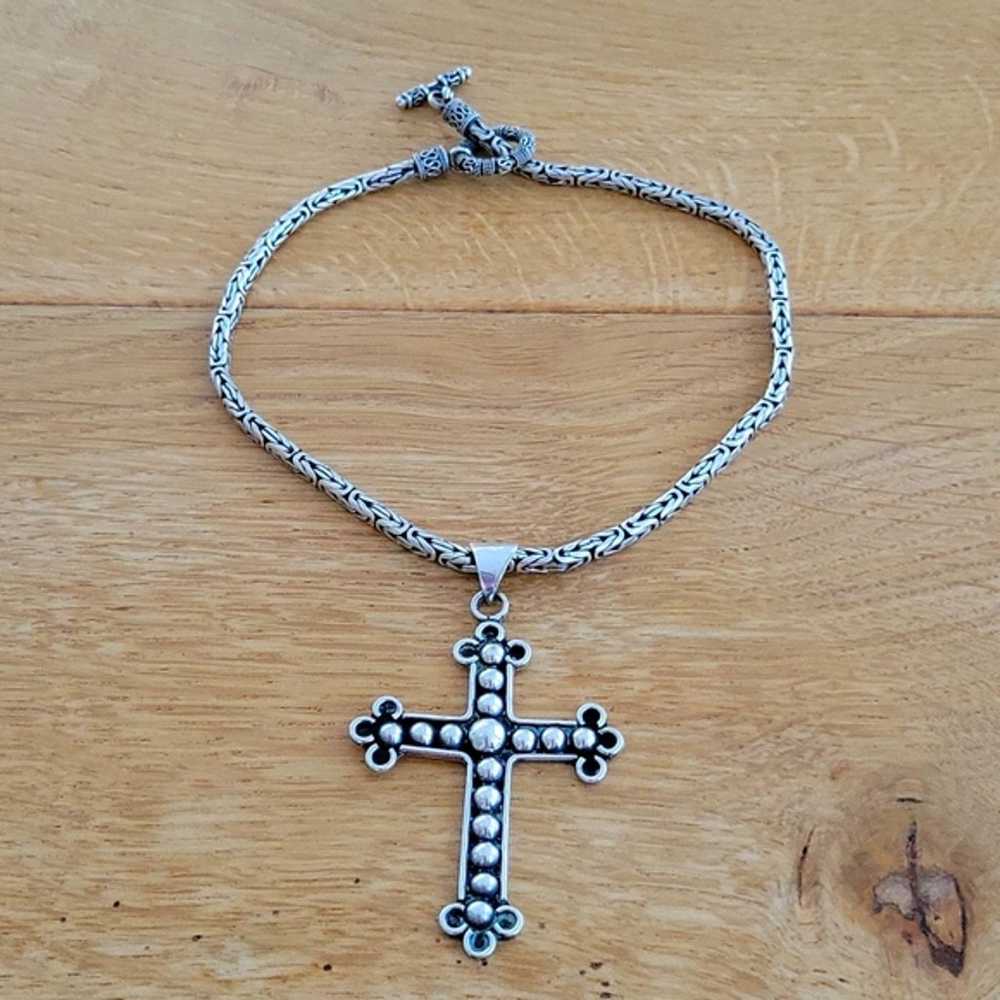 Sterling Silver Cross & Heavyweight Braided Toggl… - image 5