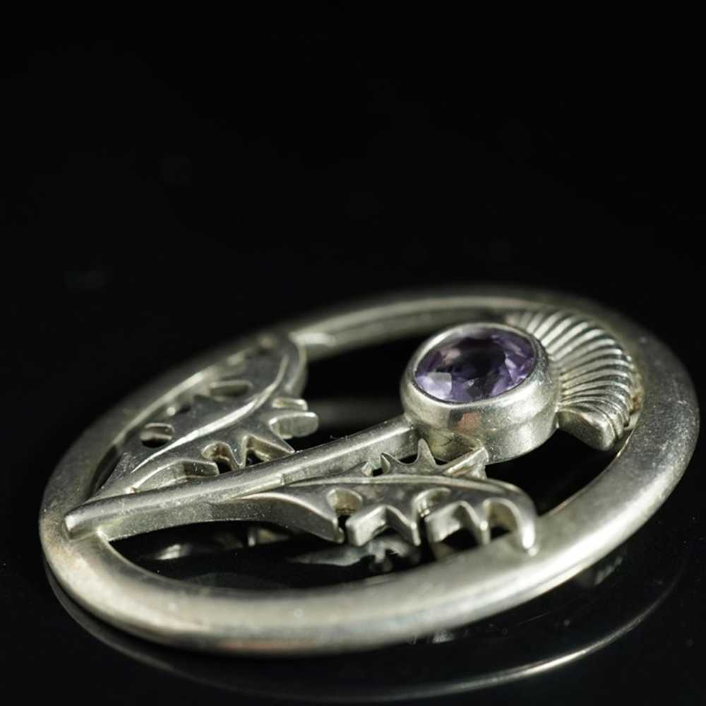 Vintage Sterling Silver Amethyst Thistle Celtic P… - image 3