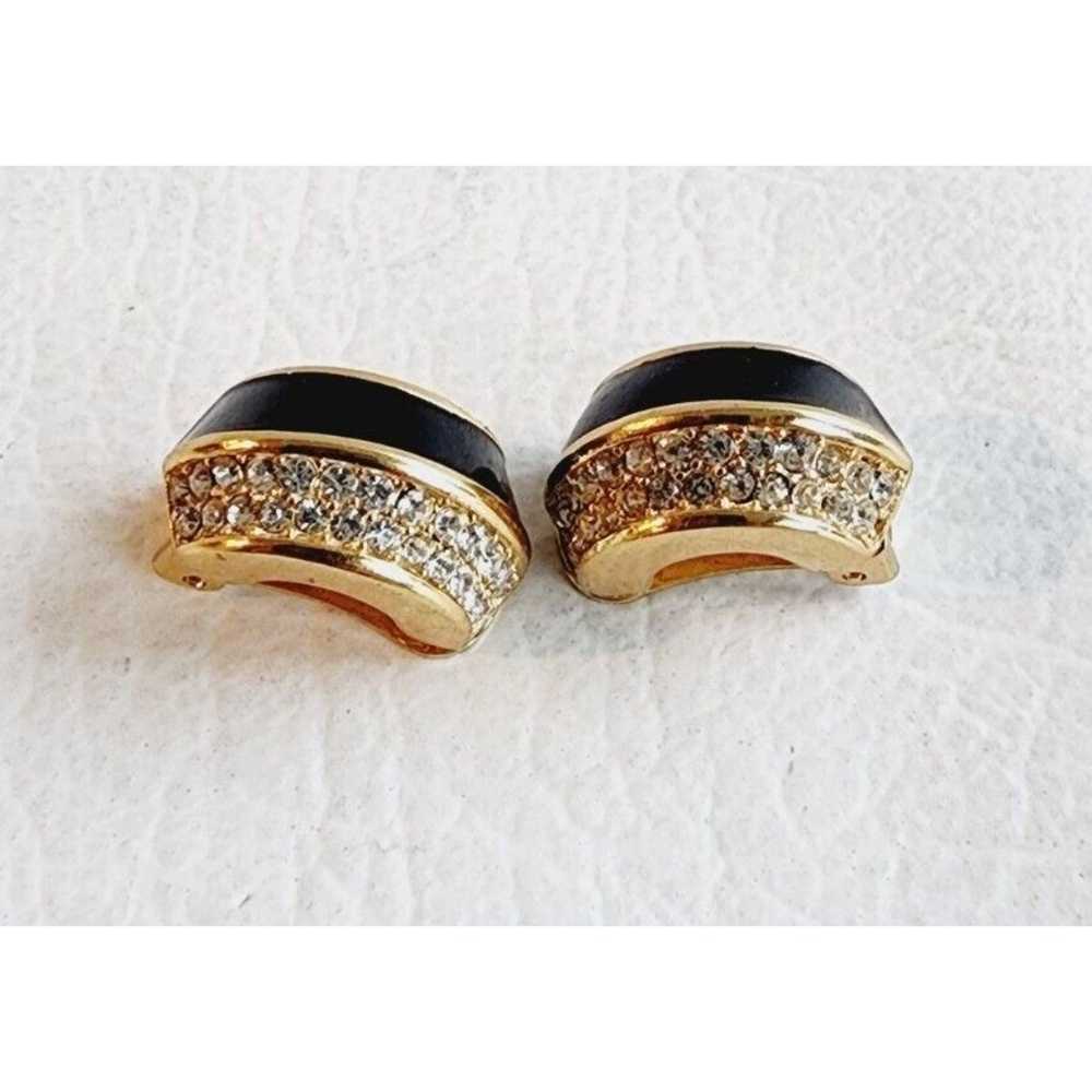 Vintage Christian Dior Gold Black Enamel Rhinesto… - image 2