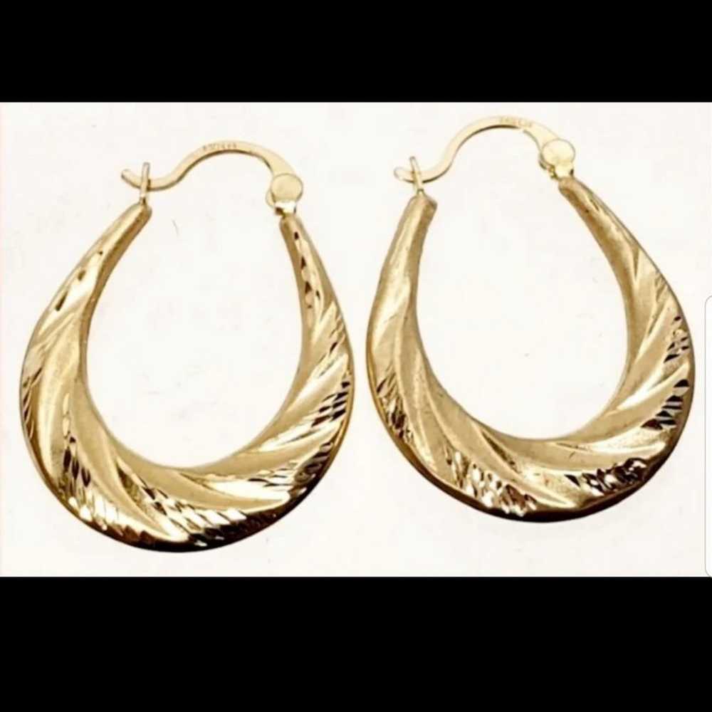 14K Gold Hoop Earrings - image 2