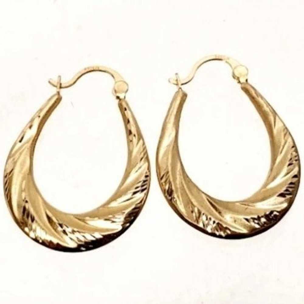 14K Gold Hoop Earrings - image 3