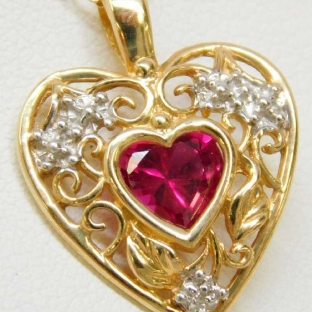 10K Gold Ruby Necklace - image 1