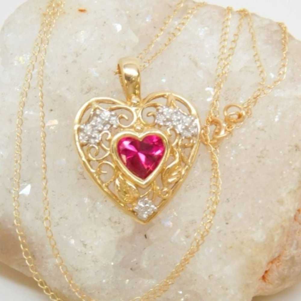 10K Gold Ruby Necklace - image 2