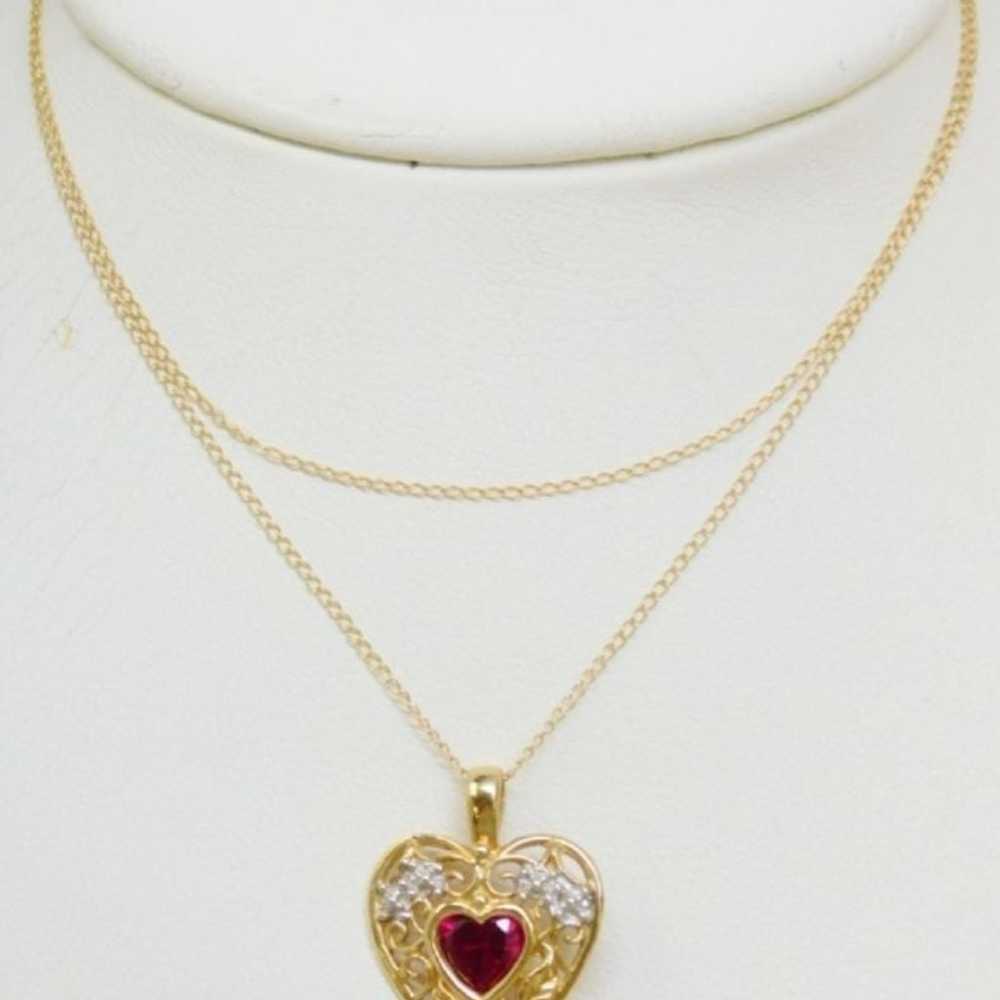 10K Gold Ruby Necklace - image 3