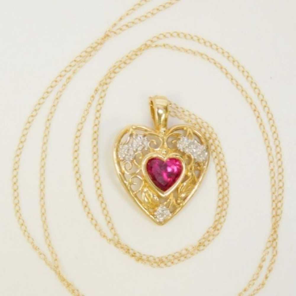 10K Gold Ruby Necklace - image 5