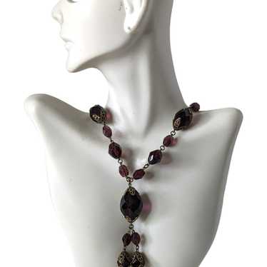 Antique Are Deco Purple Czech Glass & Wedding Cake Dangle shops Pendant Necklace A473