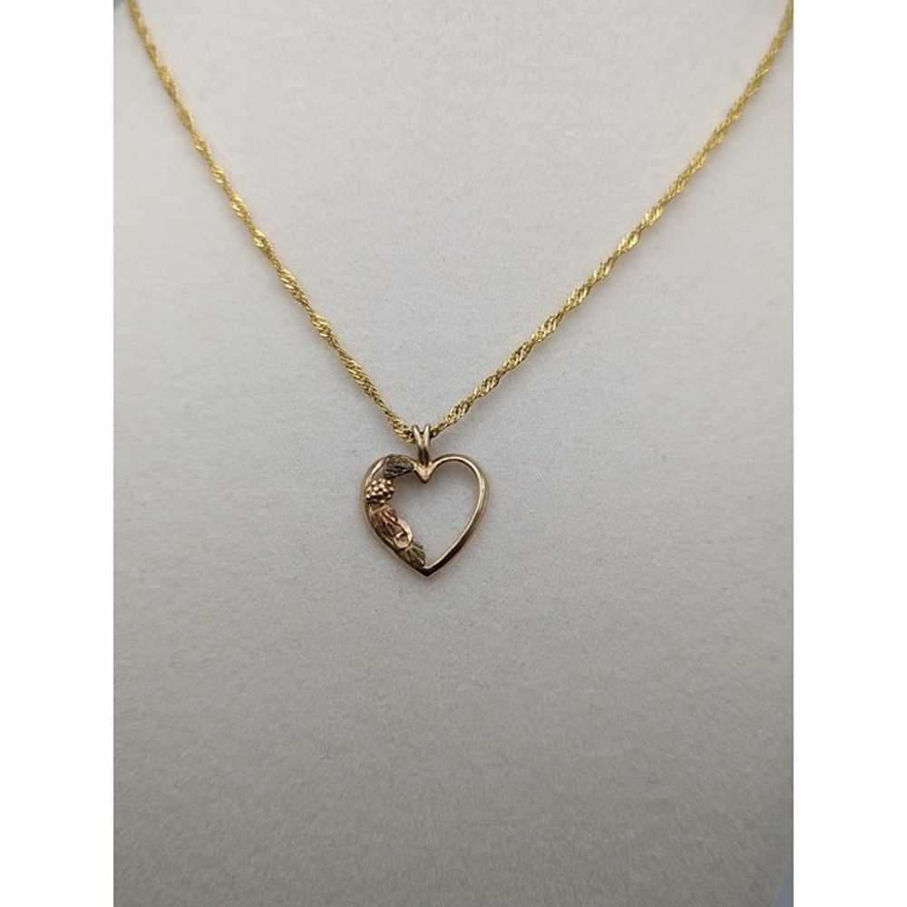 10k Black Hills Gold Heart Pendant. 10k Heart Vin… - image 2