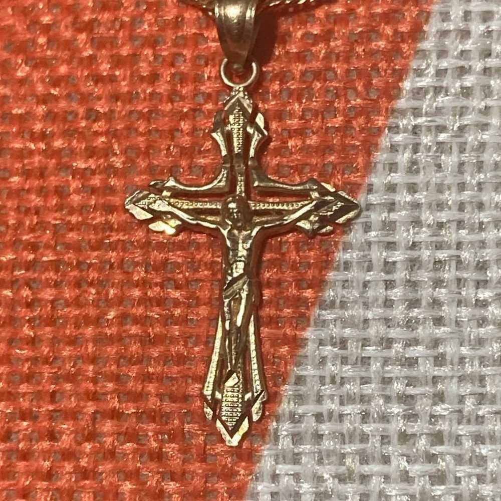 14K Gold Crucifix Necklace & Pendant - image 2