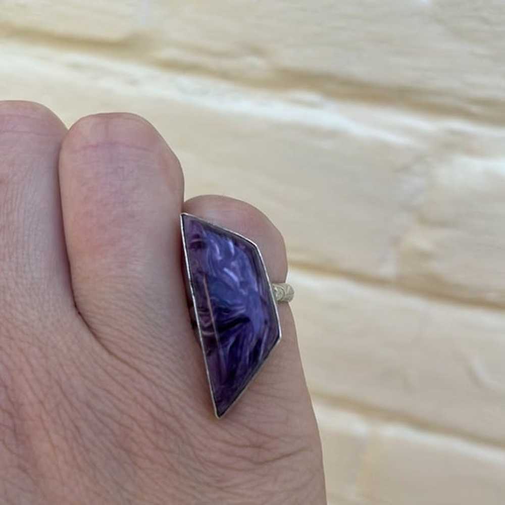 Rare Vintage Charoite Sterling Silver Ring by Nav… - image 10