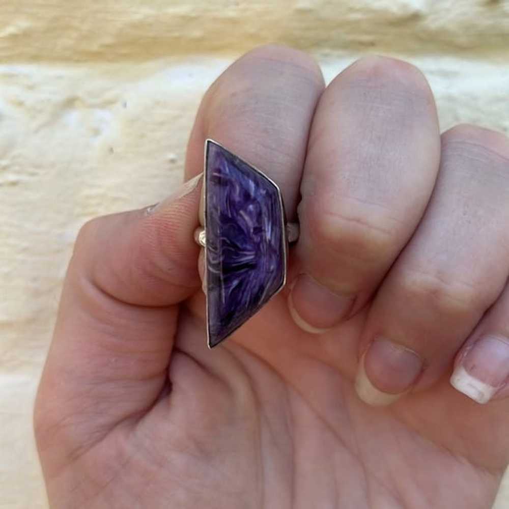 Rare Vintage Charoite Sterling Silver Ring by Nav… - image 2