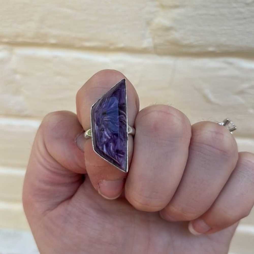 Rare Vintage Charoite Sterling Silver Ring by Nav… - image 5