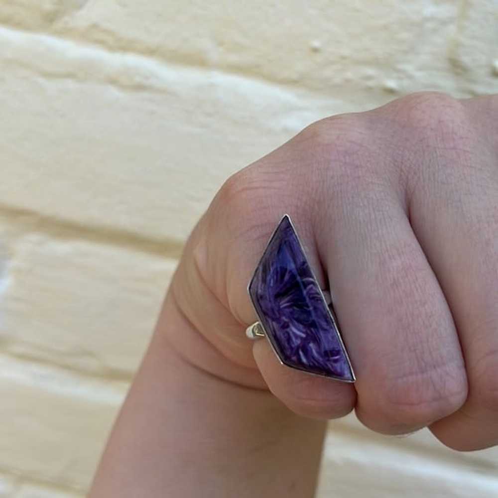 Rare Vintage Charoite Sterling Silver Ring by Nav… - image 8