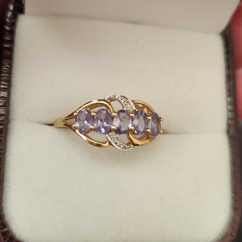 14k gold ring with tanzanite and diamond, size 7 - image 1