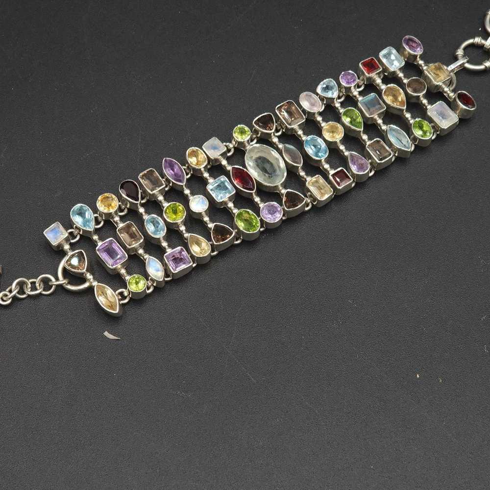 Vintage 925 Sterling Silver Gemstone Statement Br… - image 2