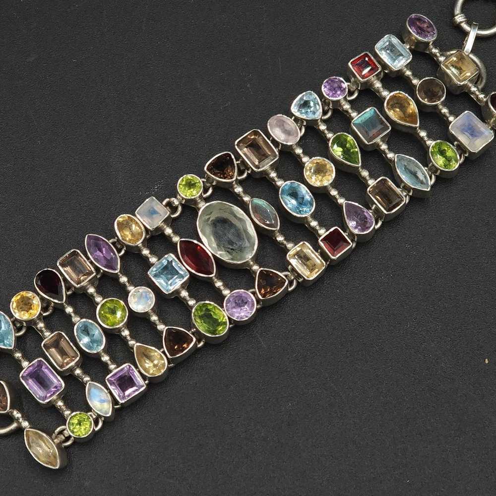 Vintage 925 Sterling Silver Gemstone Statement Br… - image 3